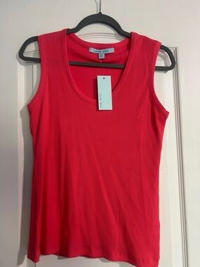 Blue Sol Women's Ribbed Tank in Coral Pink NWT